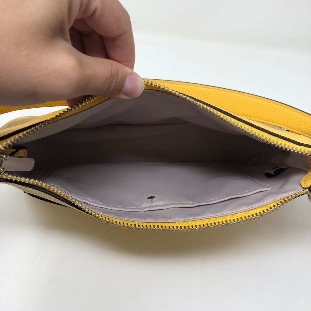 Kate Spade Hudson Medium Convertible Crossbody Purse Womens Small Yellow Leather - Picture 9 of 15